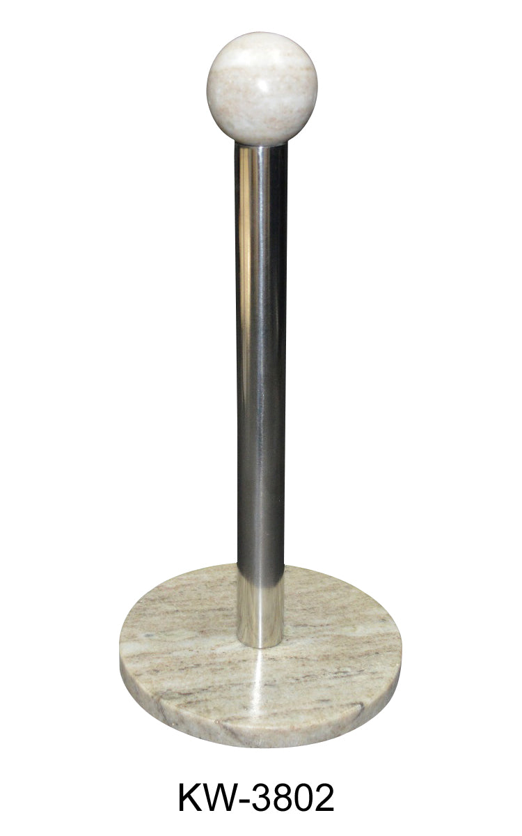 57022: PAPER TOWEL HOLDER PINK MARBLE WITH STAINLESS STEEL DOWEL