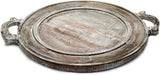 Serving Platter - Round Distressed Braided Mango Wood with Handles