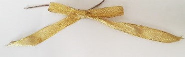R0502002 Chiffon bow on twist tie 3.5"x4" tails gold