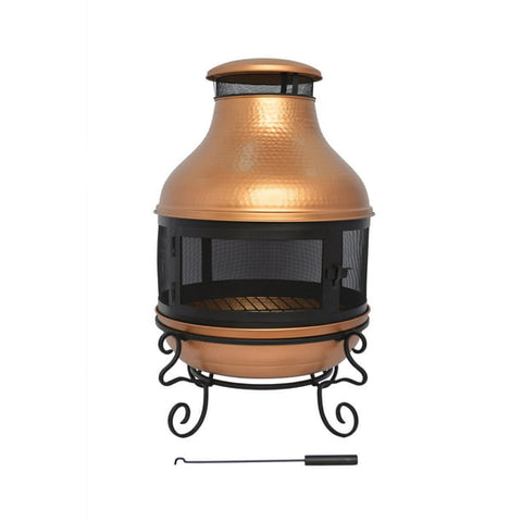 #44180  23" Cylinder Lacquer Finish Copper and Iron Fire Pit