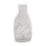 Small Clear Vase with Etched Silver Leaf Design - 3 x 3 x 6 inches - Jodhshop