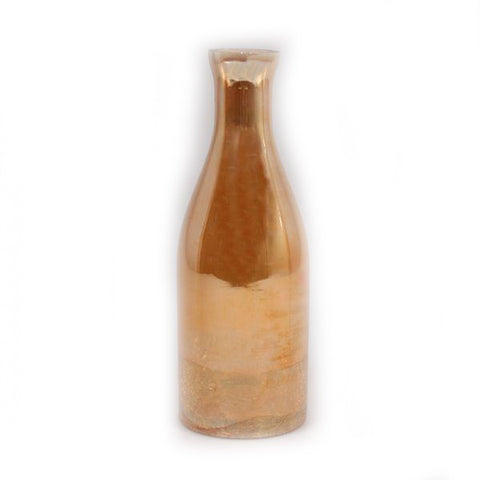 Large Gold Glass Crackle Vase - 3.75 x 3.75 x 9.5 inches - Jodhshop