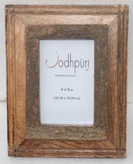 Wooden Frame with Inner Bark Edge Picture Frame - 4 x 6 inches - Jodhshop