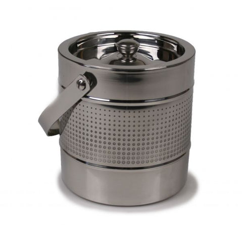 Stainless Steel Ice Bucket with Etched Dots Accent - 2 Liter Capacity - Jodhpuri Online