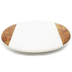 White Marble and Wood Lazy Susan - 12 x 12 inches - Jodhpuri Online