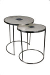White Marble with Blue Agate Center Nesting Tables - Jodhshop
