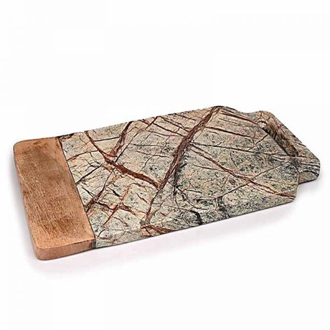 Brown Forest Marble and Wood Cheese Board - 18 x 9 inches - Jodhpuri Online