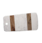 White Marble and Wood Long Board - 18 x 17 x 0.5 inches - Jodhpuri Online