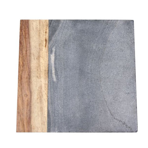 Grey Marble and Dark Wood Cheese Board - 8 x 8 inches - Jodhpuri Online