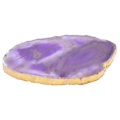 50434: Organic Shape Purple Agate Coaster with Gold Foil - Jodhpuri Online
