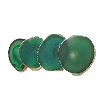50436: Organic Shape Emerald Agate Coasters with Gold Foil - Set of 4 - Jodhpuri Online