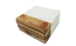 50464: Opal White Marble with Acacia Wood Square Coasters - Set of 4 - Jodhshop