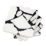 50477: Black Crackle White Marble Square Coaster - Set of 4