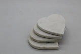 50481: White Marble Heart-Shaped Coasters - Set of 4