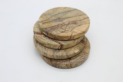 50530: Brown Forest Marble Round Coasters - Set of 4 - Jodhshop