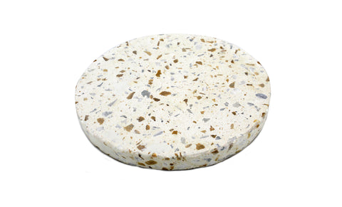53327: Terrazzo Stone with Yellow and White Chips Round Coaster - Set of 4 - Jodhshop