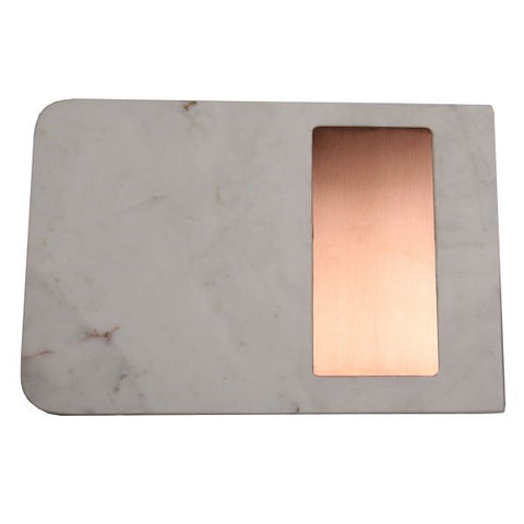 White Marble with Rectangular Strip Cheese Board - 11.75 x 7.75 x .5 inches - Jodhpuri Online
