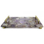 Natural Purple Agate with Brass Handles - 14 x 8 x 2 inches - Jodhpuri Online