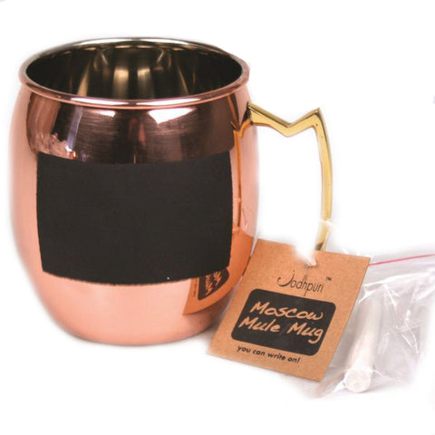 Stainless Steel Moscow Mule Chalk Mugs with Copper Finish - 16 oz - Jodhpuri Online