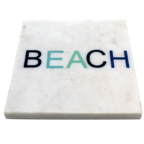 65262: Marble Screen Printed Coasters - Shades of Blue Beach - Jodhshop