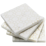 65281: Coaster White Marble with Silver Print Design