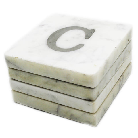 73032: Marble Monogrammed Letter Coasters - C - Jodhshop