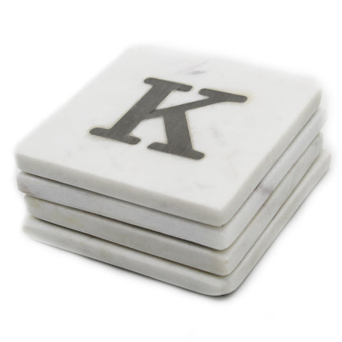 73040: Marble Monogrammed Letter Coasters - K - Jodhshop