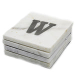 73052: Marble Monogrammed Letter Coasters - W - Jodhshop