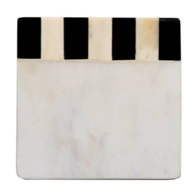 73205: White Marble Square Coaster with Black/White Bone - Set of 4 - Jodhpuri Online