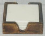 73501: White Marble Square Coasters with Dark Wood Caddy - Set of 4 Coasters - Jodhshop