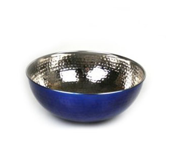Blue Stainless Steel Serving Bowl - 10 inches - Jodhpuri Online