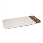 White Marble and Wood Cheese Board - 18 x 9 inches - Jodhpuri Online