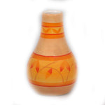 Orange Ceramic Vase with Design - 2.75 x 2.75 x 4.5 inches - Jodhshop