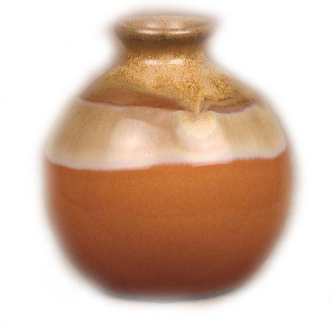Orange and Brown Reactive Glaze Vase - 4 x 4 inches - Jodhshop