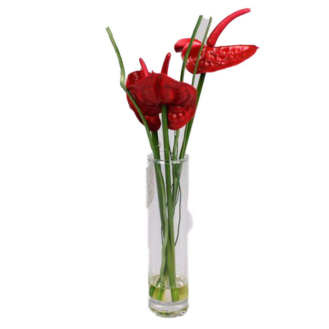 Red Anthurium Artificial Plant in Tall Vase - Jodhshop